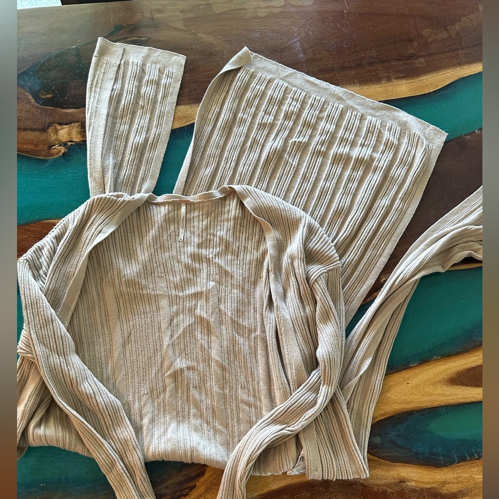 Free People Tan Ribbed Duster